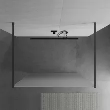 HD Arlo Matt Light Gun Grey szabadonálló Walk-In zuhanyfal 8 mm vastag vízlepergető biztonsági matt üveggel, 200 cm magas, két távtartóval