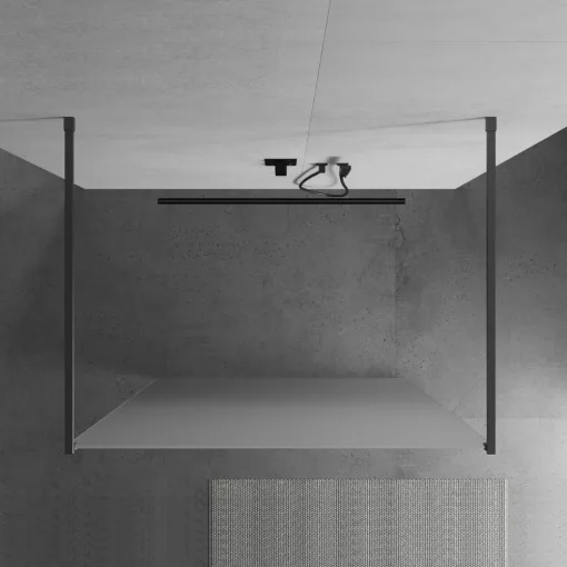 HD Arlo Matt Light Gun Grey szabadonálló Walk-In zuhanyfal 8 mm vastag vízlepergető biztonsági matt üveggel, 200 cm magas, két távtartóval