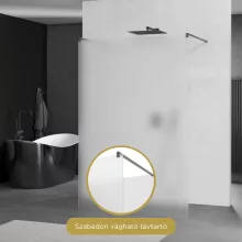 HD Arlo Matt Light Gun Grey szabadonálló Walk-In zuhanyfal 8 mm vastag vízlepergető biztonsági matt üveggel, 200 cm magas, két távtartóval