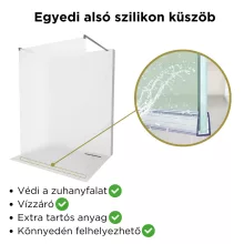 HD Arlo Matt Light Gun Grey szabadonálló Walk-In zuhanyfal 8 mm vastag vízlepergető biztonsági matt üveggel, 200 cm magas, két távtartóval