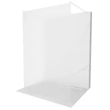 HD Arlo Matt Light White szabadonálló Walk-In zuhanyfal 8 mm vastag vízlepergető biztonsági matt üveggel, 200 cm magas, két távtartóval