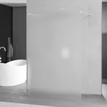 HD Arlo Matt Light White szabadonálló Walk-In zuhanyfal 8 mm vastag vízlepergető biztonsági matt üveggel, 200 cm magas, két távtartóval