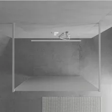 HD Arlo Matt Light White szabadonálló Walk-In zuhanyfal 8 mm vastag vízlepergető biztonsági matt üveggel, 200 cm magas, két távtartóval