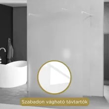 HD Arlo Matt Light White szabadonálló Walk-In zuhanyfal 8 mm vastag vízlepergető biztonsági matt üveggel, 200 cm magas, két távtartóval