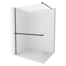 HD Arlo+ Matt Black Walk-In zuhanyfal, 110x200 cm, 8 mm vastag vízlepergető biztonsági matt üveggel, 200 cm magas, fekete profillal és távtartóval