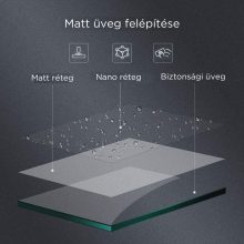 HD Arlo+ Matt Black Walk-In zuhanyfal, 110x200 cm, 8 mm vastag vízlepergető biztonsági matt üveggel, 200 cm magas, fekete profillal és távtartóval