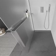 HD Arlo+ Matt Walk-In zuhanyfal 8 mm vastag vízlepergető biztonsági matt üveggel, 200 cm magas, króm profillal és távtartóval