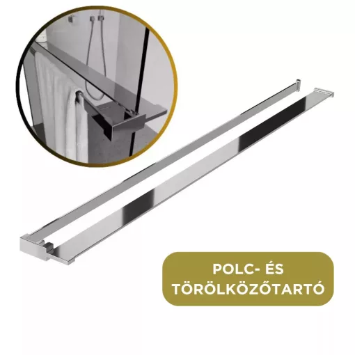 HD Arlo+ Matt Walk-In zuhanyfal 8 mm vastag vízlepergető biztonsági matt üveggel, 200 cm magas, króm profillal és távtartóval