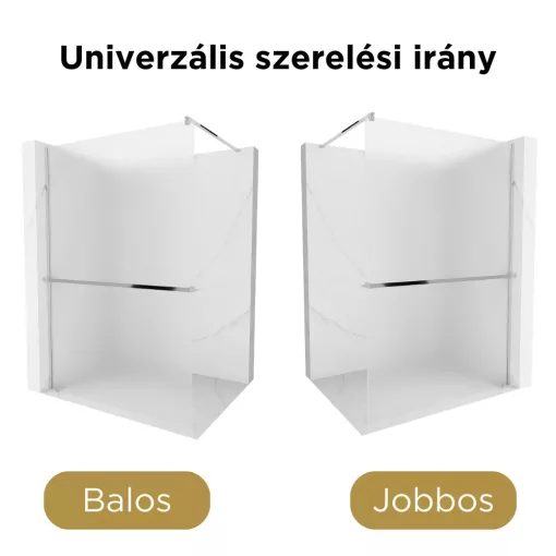 HD Arlo+ Matt Walk-In zuhanyfal 8 mm vastag vízlepergető biztonsági matt üveggel, 200 cm magas, króm profillal és távtartóval