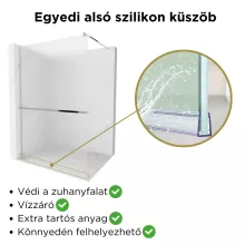 HD Arlo+ Matt Walk-In zuhanyfal 8 mm vastag vízlepergető biztonsági matt üveggel, 200 cm magas, króm profillal és távtartóval