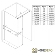 HD Arlo+ Matt Walk-In zuhanyfal 8 mm vastag vízlepergető biztonsági matt üveggel, 200 cm magas, króm profillal és távtartóval