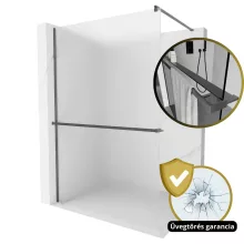 HD Arlo+ Matt Gun Grey Walk-In zuhanyfal 8 mm vastag vízlepergető biztonsági matt üveggel, 200 cm magas, szürke profillal és távtartóval