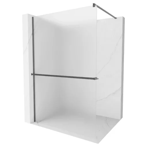 HD Arlo+ Matt Gun Grey Walk-In zuhanyfal 8 mm vastag vízlepergető biztonsági matt üveggel, 200 cm magas, szürke profillal és távtartóval