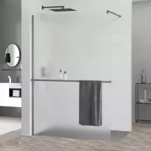 HD Arlo+ Matt Gun Grey Walk-In zuhanyfal 8 mm vastag vízlepergető biztonsági matt üveggel, 200 cm magas, szürke profillal és távtartóval