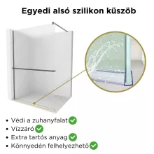 HD Arlo+ Matt Gun Grey Walk-In zuhanyfal 8 mm vastag vízlepergető biztonsági matt üveggel, 200 cm magas, szürke profillal és távtartóval