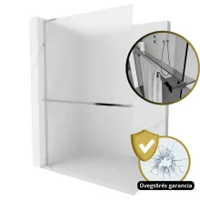 HD Arlo+ "L" Matt Walk-In zuhanyfal 8 mm vastag vízlepergető biztonsági matt üveggel, 200 cm magas, króm profillal és "L" stabilizátorral