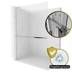   HD Arlo+ "L" Matt Walk-In zuhanyfal 8 mm vastag vízlepergető biztonsági matt üveggel, 200 cm magas, króm profillal és "L" stabilizátorral