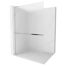 HD Arlo+ "L" Matt Walk-In zuhanyfal 8 mm vastag vízlepergető biztonsági matt üveggel, 200 cm magas, króm profillal és "L" stabilizátorral