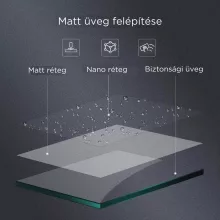 HD Arlo+ "L" Matt Walk-In zuhanyfal 8 mm vastag vízlepergető biztonsági matt üveggel, 200 cm magas, króm profillal és "L" stabilizátorral