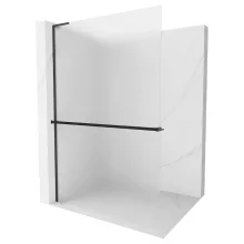 HD Arlo+ "L" Matt Black Walk-In zuhanyfal 8 mm vastag vízlepergető biztonsági matt üveggel, 200 cm magas, fekete profillal és "L" stabilizátorral