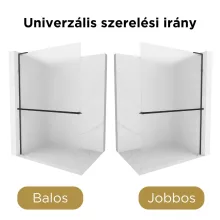 HD Arlo+ "L" Matt Black Walk-In zuhanyfal 8 mm vastag vízlepergető biztonsági matt üveggel, 200 cm magas, fekete profillal és "L" stabilizátorral