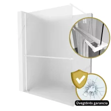 HD Arlo+ Matt White Walk-In zuhanyfal, 130x200 cm, 8 mm vastag vízlepergető biztonsági matt üveggel, 200 cm magas, fehér profillal és távtartóval