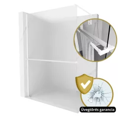   HD Arlo+ Matt White Walk-In zuhanyfal 8 mm vastag vízlepergető biztonsági matt üveggel, 200 cm magas, fehér profillal és távtartóval