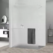 HD Arlo+ Matt White Walk-In zuhanyfal, 130x200 cm, 8 mm vastag vízlepergető biztonsági matt üveggel, 200 cm magas, fehér profillal és távtartóval