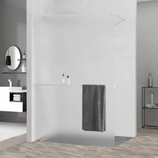 HD Arlo+ Matt White Walk-In zuhanyfal, 130x200 cm, 8 mm vastag vízlepergető biztonsági matt üveggel, 200 cm magas, fehér profillal és távtartóval