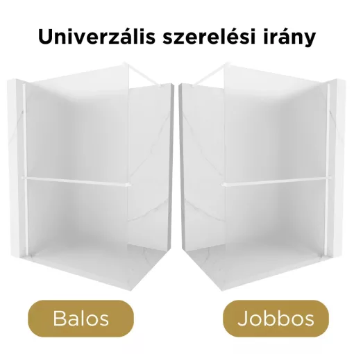 HD Arlo+ Matt White Walk-In zuhanyfal, 130x200 cm, 8 mm vastag vízlepergető biztonsági matt üveggel, 200 cm magas, fehér profillal és távtartóval