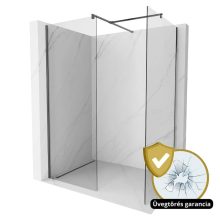 HD Arlo Black Kombi Walk-In zuhanyfal, 130x130 cm, 8 mm vastag vízlepergető biztonsági üveggel, 200 cm magas, fekete profillal és távtartóval