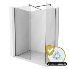   HD Arlo Black Kombi Walk-In zuhanyfal 8 mm vastag vízlepergető biztonsági üveggel, 200 cm magas, fekete profillal és távtartóval