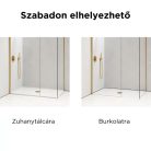 HD Arlo Gold Kombi Walk-In zuhanyfal 8 mm vastag vízlepergető biztonsági üveggel, 200 cm magas, arany profillal és távtartóval