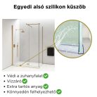 HD Arlo Gold Kombi Walk-In zuhanyfal 8 mm vastag vízlepergető biztonsági üveggel, 200 cm magas, arany profillal és távtartóval