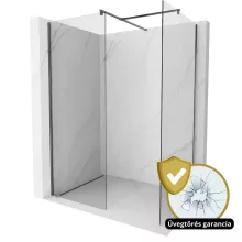 HD Arlo Gun Grey Kombi Walk-In zuhanyfal 8 mm vastag vízlepergető biztonsági üveggel, 200 cm magas, szürke profillal és távtartóval