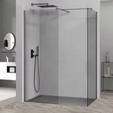 HD Arlo Gun Grey Kombi Walk-In zuhanyfal 8 mm vastag vízlepergető biztonsági üveggel, 200 cm magas, szürke profillal és távtartóval