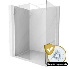 HD Arlo White Kombi Walk-In zuhanyfal 8 mm vastag vízlepergető biztonsági üveggel, 200 cm magas, fehér profillal és távtartóval