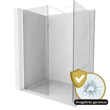 HD Arlo White Kombi Walk-In zuhanyfal 8 mm vastag vízlepergető biztonsági üveggel, 200 cm magas, fehér profillal és távtartóval