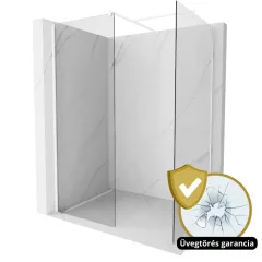   HD Arlo White Kombi Walk-In zuhanyfal 8 mm vastag vízlepergető biztonsági üveggel, 200 cm magas, fehér profillal és távtartóval