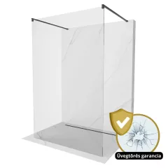   HD Arlo Light Black szabadonálló Walk-In zuhanyfal 8 mm vastag vízlepergető biztonsági üveggel, 200 cm magas, két távtartóval