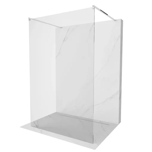 HD Arlo Light szabadonálló Walk-In zuhanyfal, 90x200 cm, 8 mm vastag vízlepergető biztonsági üveggel, 200 cm magas, két króm távtartóval