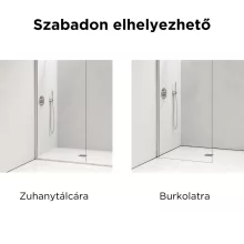 HD Arlo Light szabadonálló Walk-In zuhanyfal, 90x200 cm, 8 mm vastag vízlepergető biztonsági üveggel, 200 cm magas, két króm távtartóval