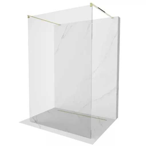 HD Arlo Light Gold szabadonálló Walk-In zuhanyfal 8 mm vastag vízlepergető biztonsági üveggel, 200 cm magas, két távtartóval