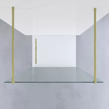 HD Arlo Light Gold szabadonálló Walk-In zuhanyfal 8 mm vastag vízlepergető biztonsági üveggel, 200 cm magas, két távtartóval