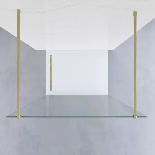 HD Arlo Light Gold szabadonálló Walk-In zuhanyfal 8 mm vastag vízlepergető biztonsági üveggel, 200 cm magas, két távtartóval