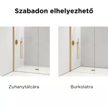 HD Arlo Light Gold szabadonálló Walk-In zuhanyfal 8 mm vastag vízlepergető biztonsági üveggel, 200 cm magas, két távtartóval