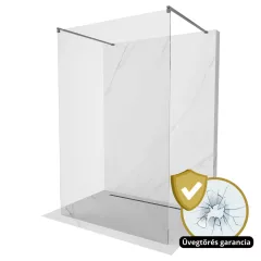  HD Arlo Light Gun Grey szabadonálló Walk-In zuhanyfal 8 mm vastag vízlepergető biztonsági üveggel, 200 cm magas, két távtartóval