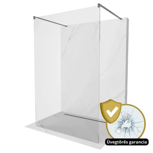 HD Arlo Light Gun Grey szabadonálló Walk-In zuhanyfal 8 mm vastag vízlepergető biztonsági üveggel, 200 cm magas, két távtartóval