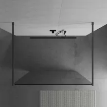 HD Arlo Light Gun Grey szabadonálló Walk-In zuhanyfal 8 mm vastag vízlepergető biztonsági üveggel, 200 cm magas, két távtartóval