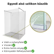HD Arlo Light Gun Grey szabadonálló Walk-In zuhanyfal 8 mm vastag vízlepergető biztonsági üveggel, 200 cm magas, két távtartóval